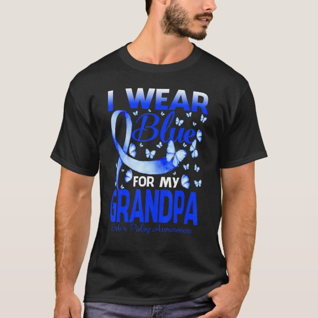 T-shirt Je porte le bleu pour la conscience paralysante de (Devant)