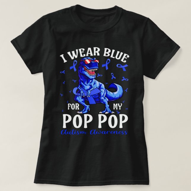 T-shirt Je porte le bleu pour ma Sensibilisation sur l'aut (Design devant)