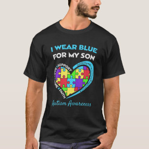 T-shirt Je porte le bleu pour mon fils Sensibilisation sur