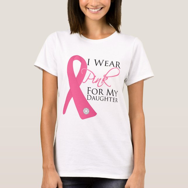 T-shirt Je porte le cancer du sein rose de fille (Devant)