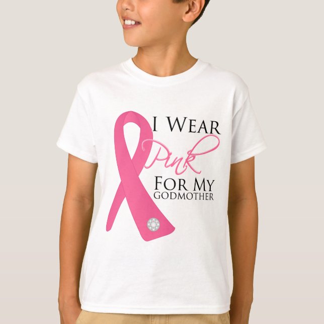 T-shirt Je porte le cancer du sein rose de marraine (Devant)