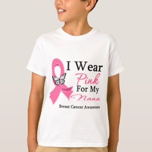 T-shirt Je porte le cancer du sein rose de Nana de ruban