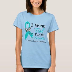 T-shirt Je porte le Cancer ovarien de mère turquoise de