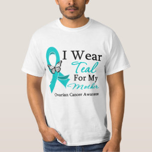 T-shirt Je porte le Cancer ovarien de mère turquoise de