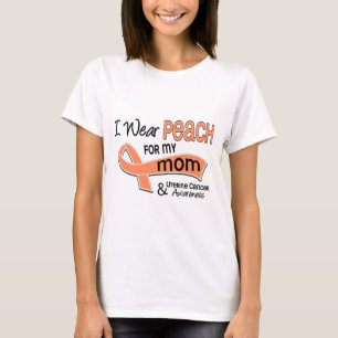 T-shirt Je porte le Cancer utérin de maman de la pêche 4