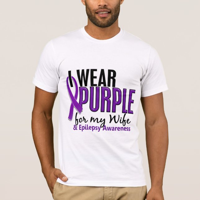 T-shirt Je porte le pourpre pour ma épilepsie de l'épouse (Devant)
