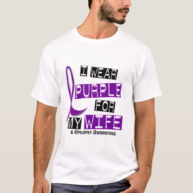 T-shirt Je porte le pourpre pour ma épilepsie de l'épouse (Devant)
