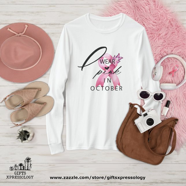T-shirt Je porte le rose en octobre Sensibilisation au can (Créateur téléchargé)