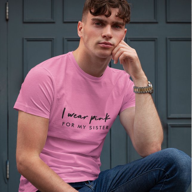 T-shirt Je Porte Le Rose | Nom personnalisé Soutien au can (Créateur téléchargé)