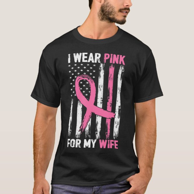 T-shirt Je Porte Le Rose Pour Ma Femme Sensibilisation Au  (Devant)