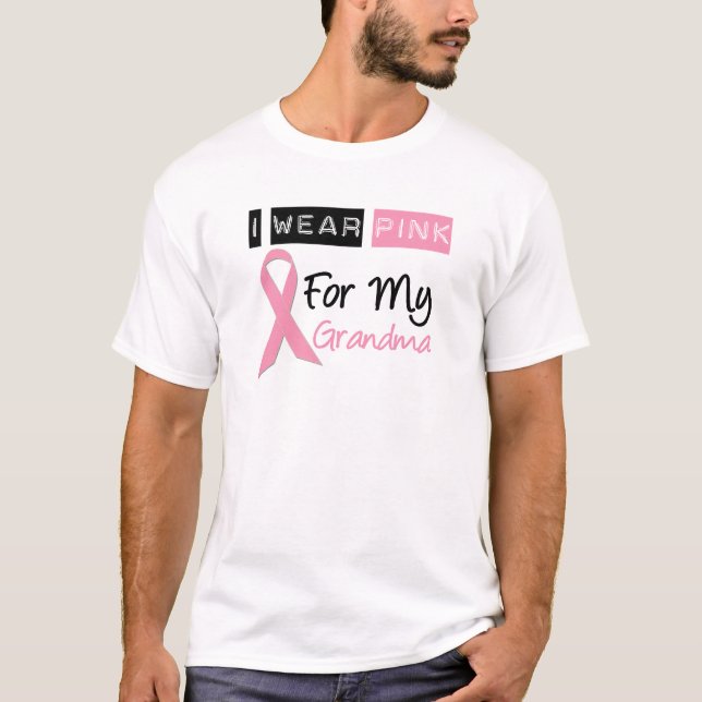 T-shirt Je porte le rose pour ma grand-maman (Devant)