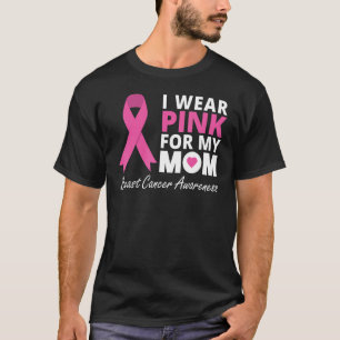 T-shirt Je Porte Le Rose Pour Ma Mère Ruban Famille Amour 