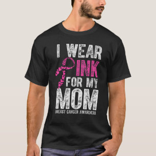 T-shirt Je Porte Le Rose Pour Ma Mère Ruban Famille Amour