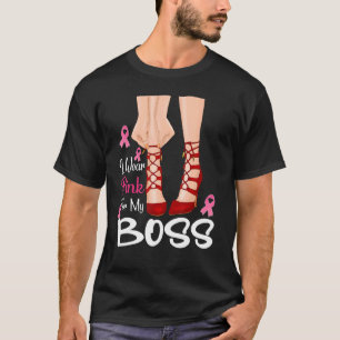 T-shirt Je Porte Le Rose Pour Mon Boss Ribbon Melanin Blac