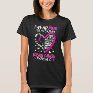 T-shirt Je Porte Le Rose Pour Mon Coeur Grampy Faith Hope