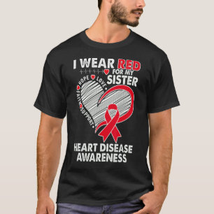 T-shirt Je Porte Le Rouge Pour La Maladie Cardiaque Soeur
