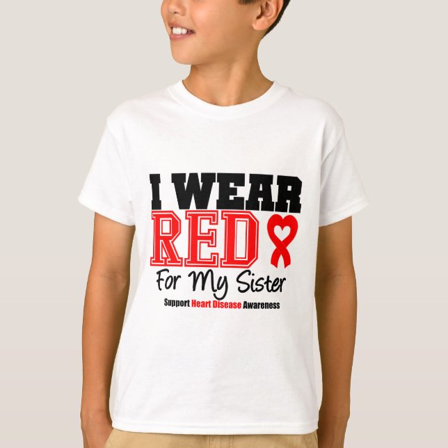T-shirt Je porte le rouge pour ma soeur (Devant)