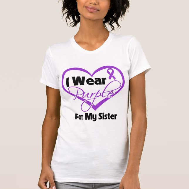 T-shirt Je porte le ruban de Purple Heart - soeur (Devant)