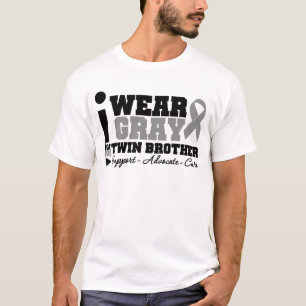 T-shirt Je porte le ruban gris pour mon frère jumeau