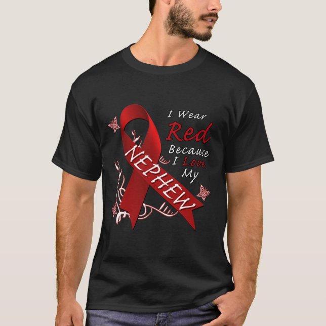 T-shirt Je porte le ruban rouge Maladie cardiaque (Devant)
