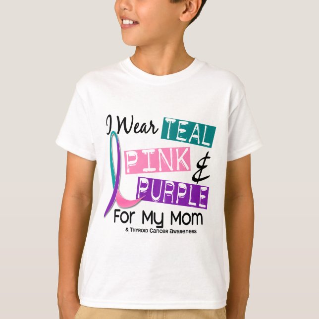 T-shirt Je porte le ruban thyroïde pour ma maman 37 (Devant)