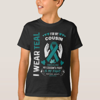 T-shirt Je Porte Le Ruban Turquoise De Mon Cousin Cancer O