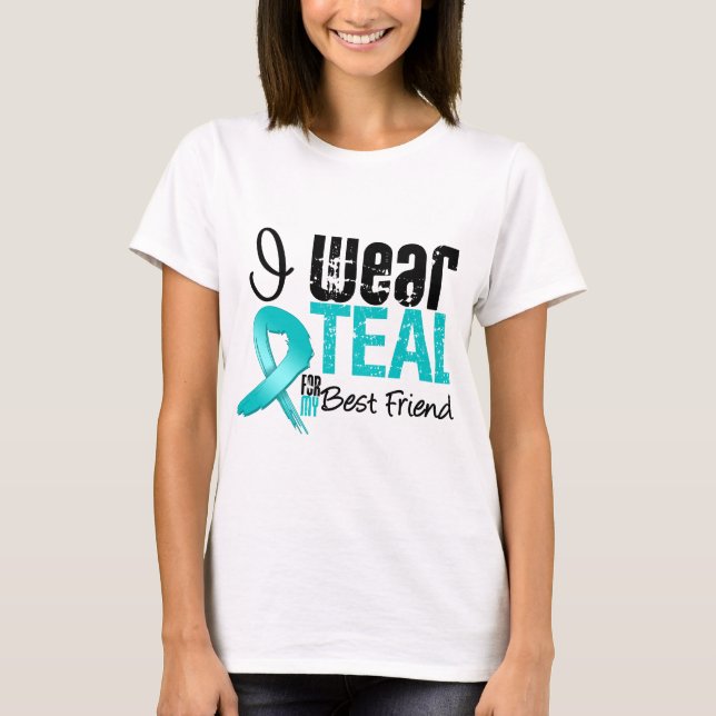 T-shirt Je porte le ruban turquoise pour mon meilleur ami (Devant)