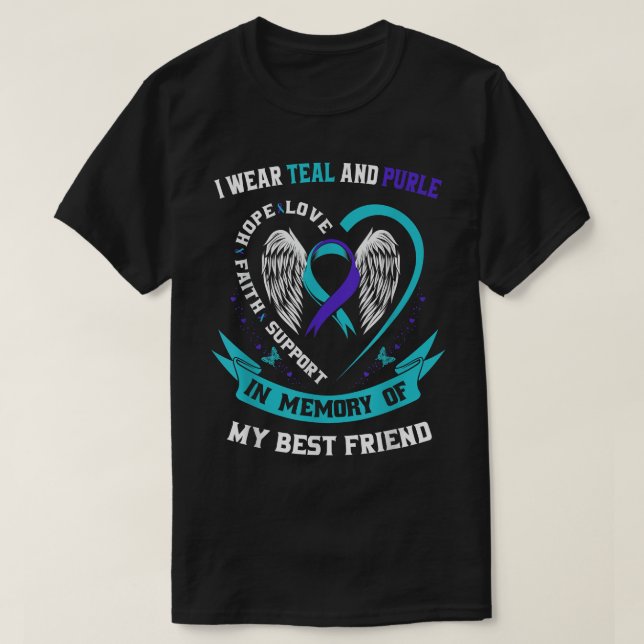 T-shirt Je porte le suicide Turquoise et pourpre pour mon  (Design devant)