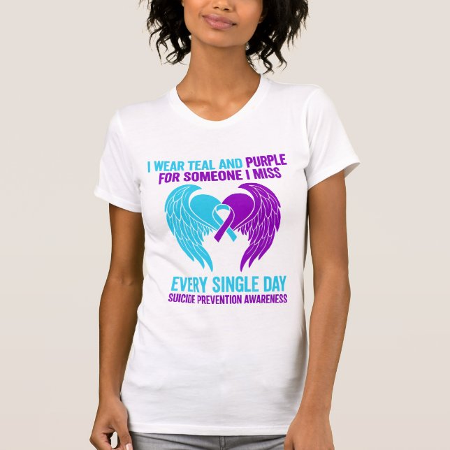 T-shirt Je porte le Turquoise et le violet pour quelqu'un  (Devant)