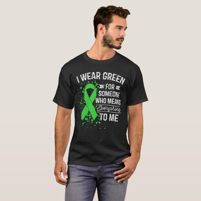 T-shirt Je porte le vert - cadeau vert de ruban de (Devant entier)