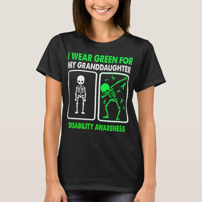 T-shirt Je Porte Le Vert Pour Ma Petite-Fille HANDICAP (Devant)