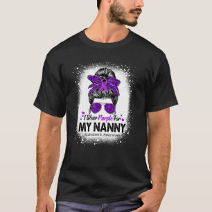 T-shirt Je porte le violet pour la nounou Messy Bun Alzhei