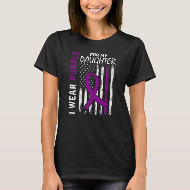 T-shirt Je Porte Le Violet Pour Ma Fille Sensibilisation À (Devant)