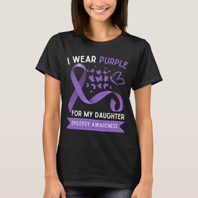 T-shirt Je Porte Le Violet Pour Ma Fille Sensibilisation À (Devant)