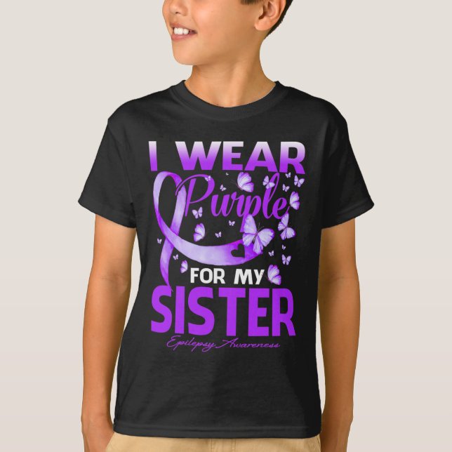 T-shirt Je Porte Le Violet Pour Ma Soeur Sensibilisation À (Devant)