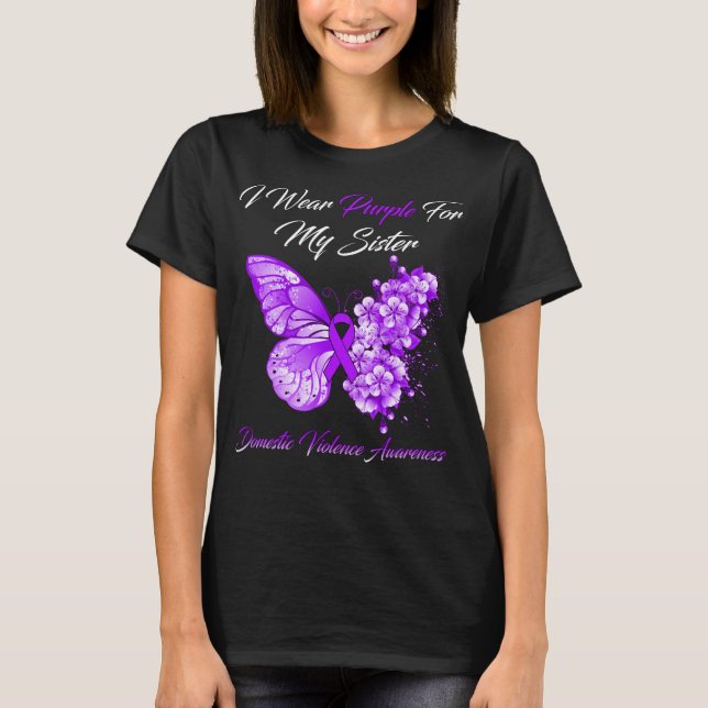 T-shirt Je Porte Le Violet Pour Ma Soeur Violence Familial (Devant)
