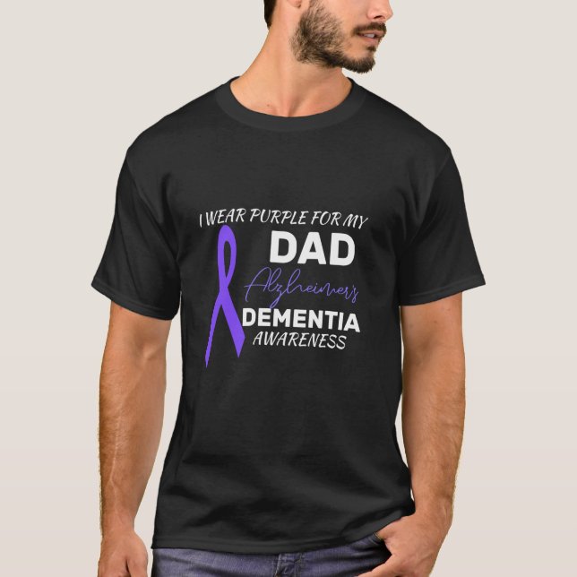 T-shirt Je porte le violet pour mon père Alzheimer Démence (Devant)