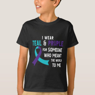 T-shirt Je Porte Le Violet Turquoise Pour Quelqu'Un Préven