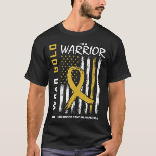 T-shirt Je porte l'or guerrier Enfance Cancer Sensibilisat