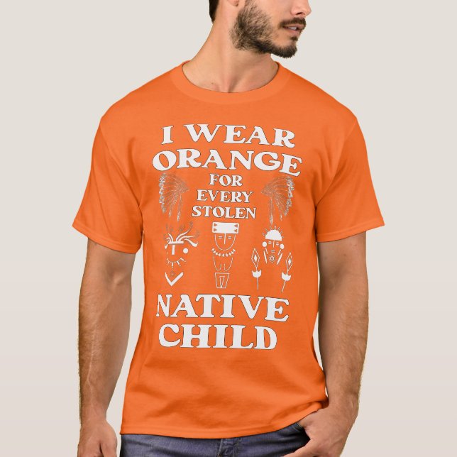 T-shirt Je Porte L'Orange Pour Chaque Enfant Amérindien (Devant)