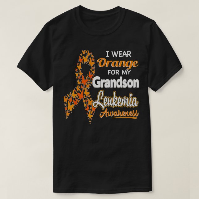 T-shirt Je porte l'orange pour mon petit-fils Leucémie (Design devant)
