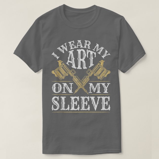 T-shirt Je porte mon art sur mon tatouage à manches (Design devant)