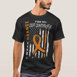 T-shirt Je Porte Orange Grande Petite-Fille Leucémie