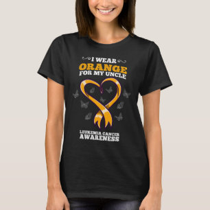 T-shirt Je Porte Orange Oncle Leukemia Cancer Sensibilisat