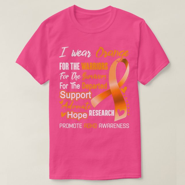 T-shirt Je Porte Orange Pour Les Guerriers Promouvoir ADHD (Design devant)