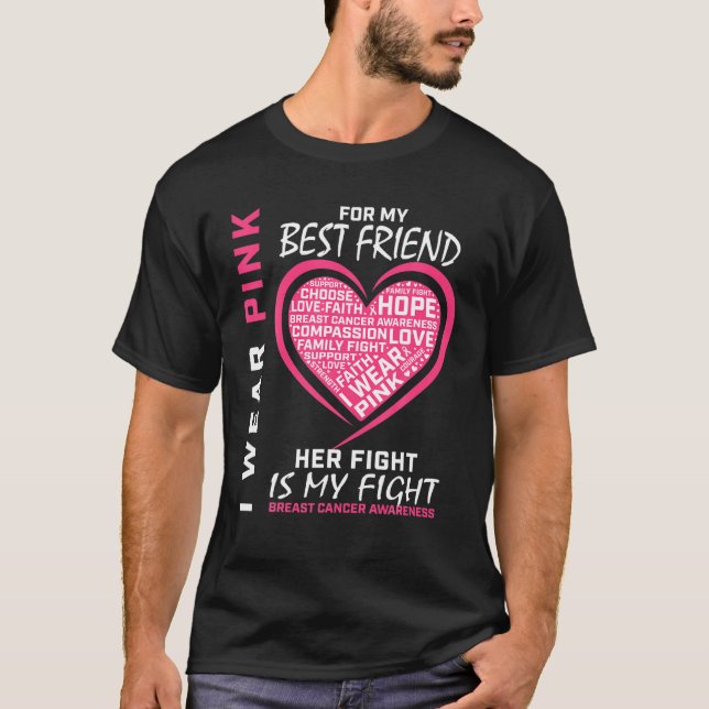 T-shirt Je Porte Pink Meilleur Ami Cancer du Sein Sensibil (Devant)