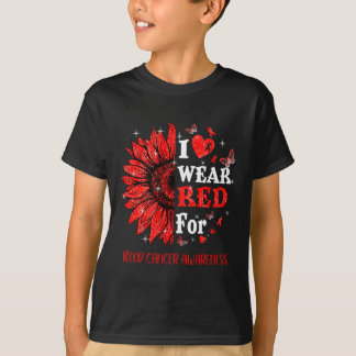 T-shirt Je porte Red Twinkle Coeur Tournesol Sang Cancer A