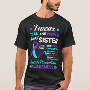 T-shirt Je Porte Turquoise &amp; Purple Pour Ma Soeur Suic