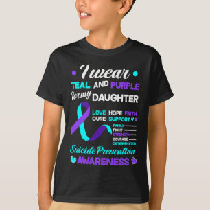 T-shirt Je porte Turquoise et pourpre pour ma fille Suicid