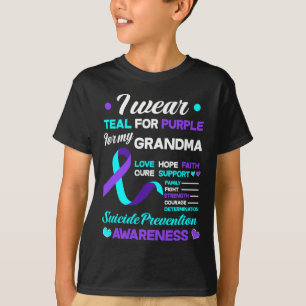 T-shirt Je porte Turquoise et pourpre pour mon grand-mère 